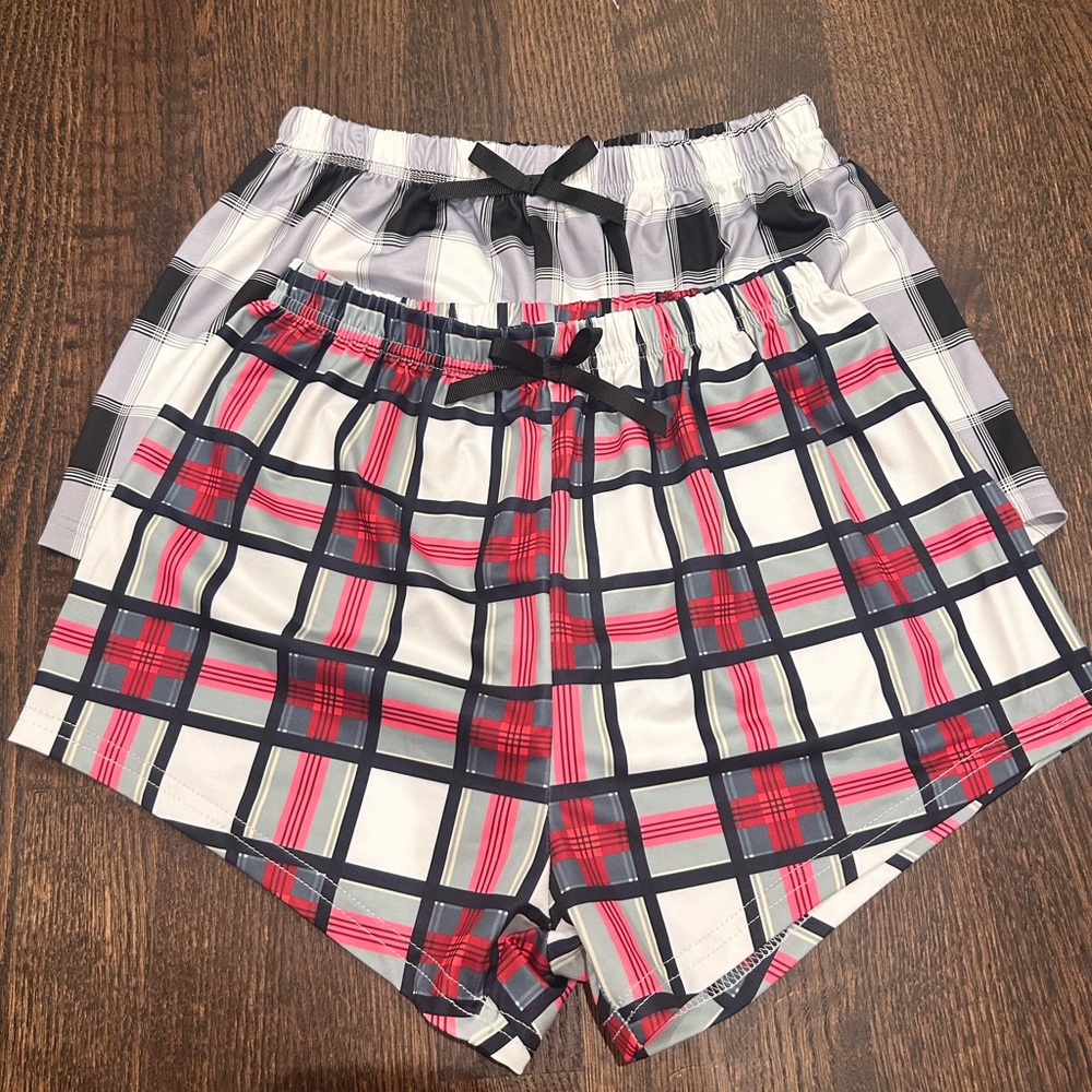 girls plaid pj shorts
